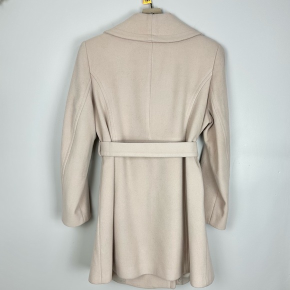 Michael Kors Cream Wool Blend Wing Shawl Collar Belted Coat Size XL - Picture 7 of 7
